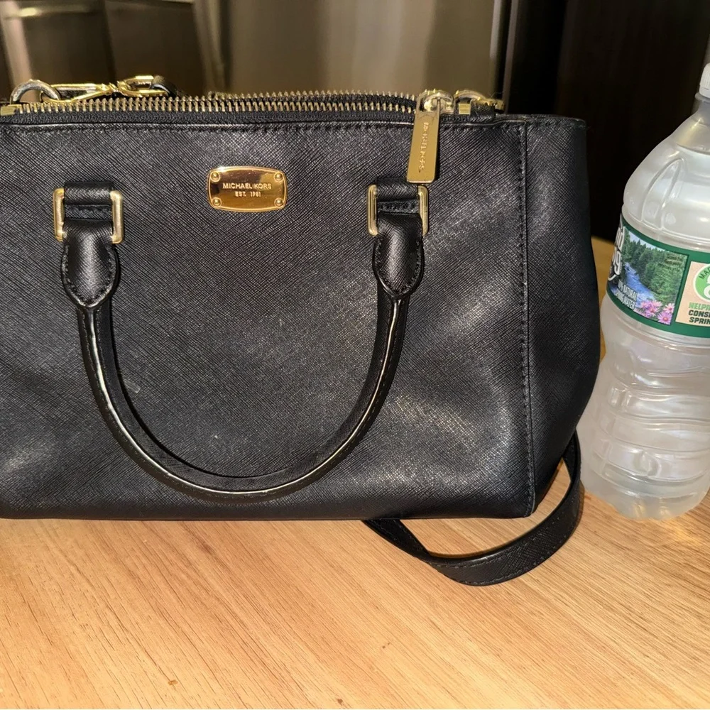 Michael Kors Black Satchel with Gold Accents - Picture 5 of 7